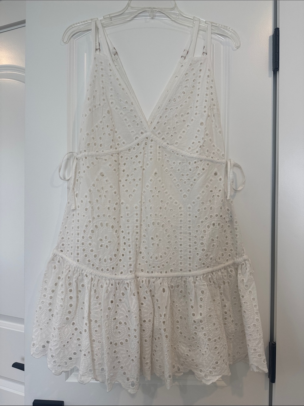 Maaji White Eyelet Tie-Side Mini Dress